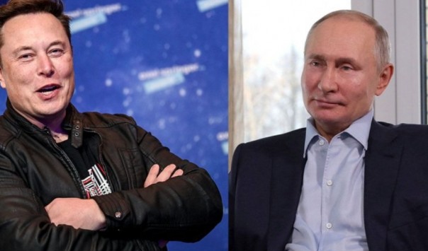 Elon Musk (kiri) dan Putin (kanan)