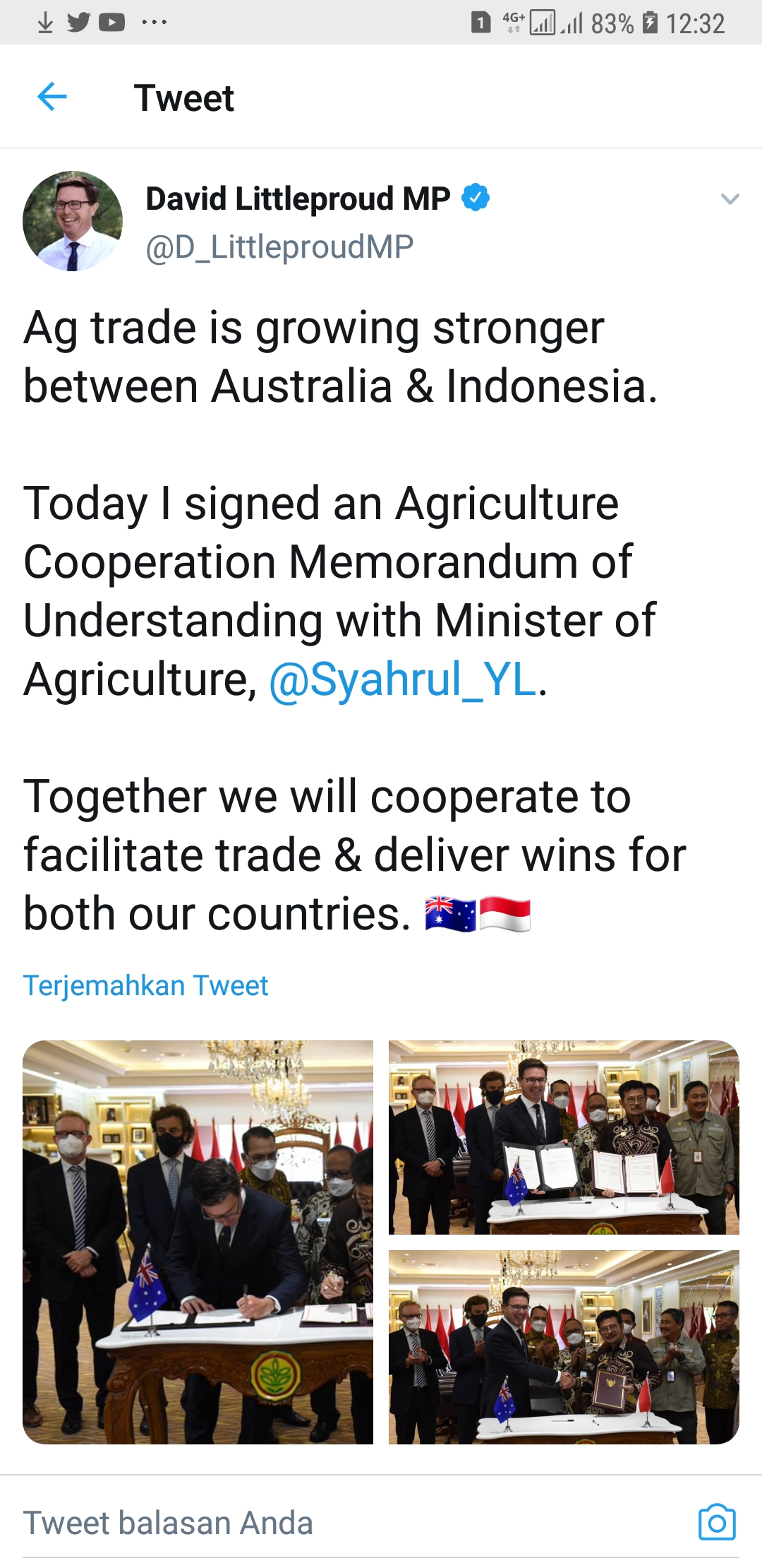 Memperkuat Kemitraan Pertanian Dengan Indonesia Australia-Indonesia Tanda Tangani MoU
